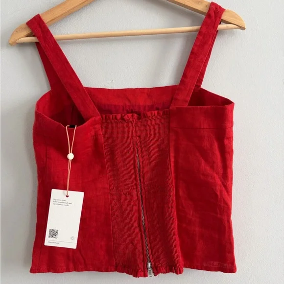 NWT Quince Women 100% European Linen Fitted Tank Chile S - Picture 4 of 4